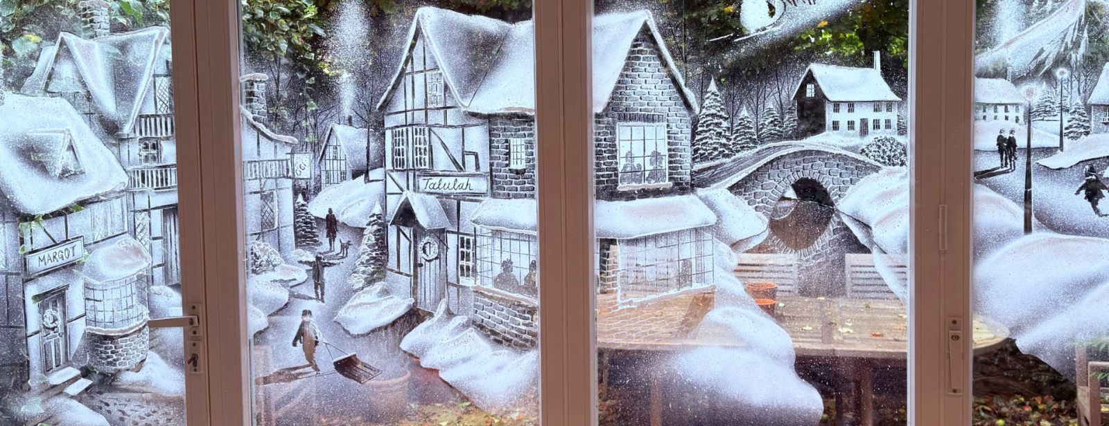 Snow painted window